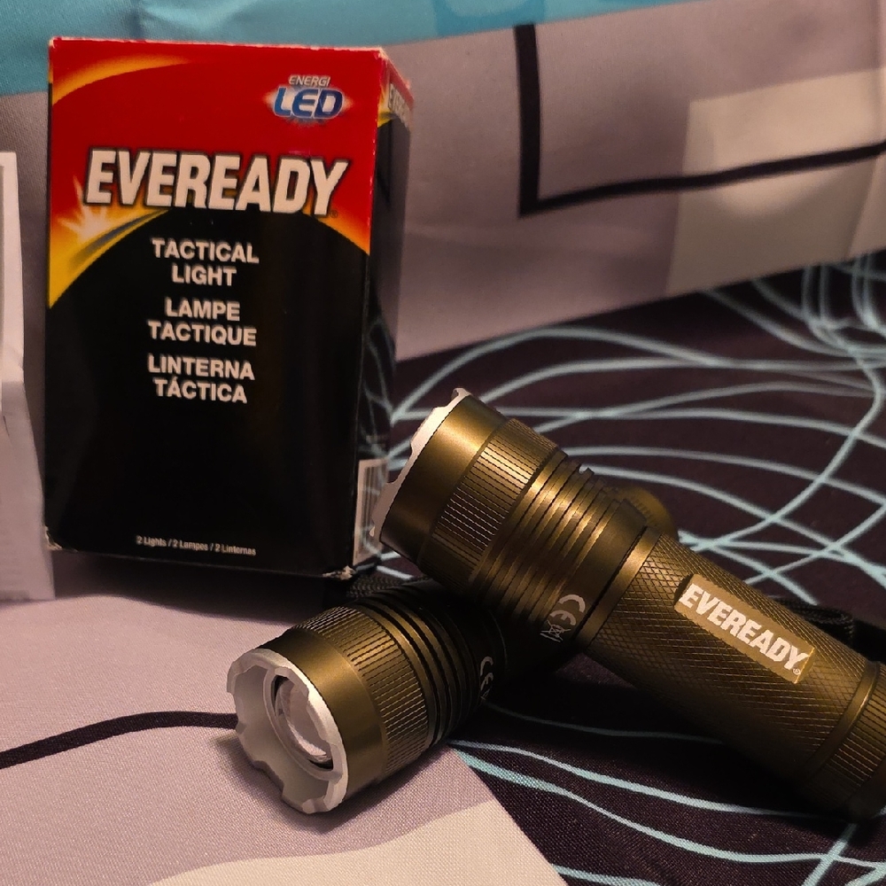 EVEREADY Tactical LED Flashlight Set-2, Army Green, Water Resist, Metal, New
